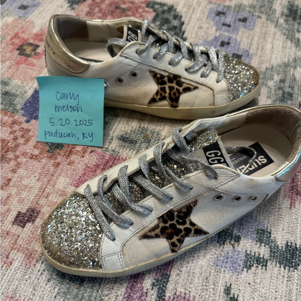 Golden Goose Superstars Glitter and Leopard Sneakers